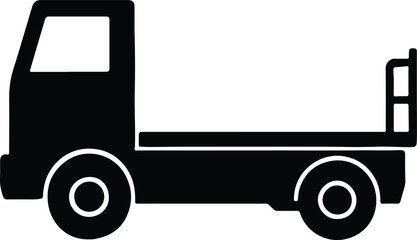 Silhouette flatbed truck delivery vehicle side view vector illustrator