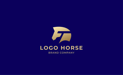 Logo horse with letter T in minimalist concept. Simplicity and modern logo template vector head horse ,bold and strong company brand.
