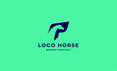 Logo horse with letter T in minimalist concept. Simplicity and modern logo template vector head horse ,bold and strong company brand.
