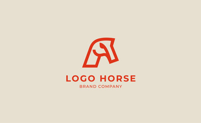 Logo horse with letter A in Bold Line concept. Minimalist, Simplicity and modern logo template vector head horse ,bold and strong company brand.