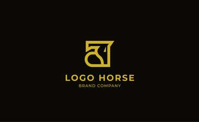 Logo horse with letter A in Bold Line concept. Minimalist, Simplicity and modern logo template vector head horse ,bold and strong company brand.