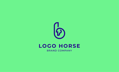 Logo horse with letter B in Bold Line concept. Minimalist, Simplicity and modern logo template vector head horse ,bold and strong company brand.