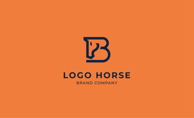 Logo horse with letter B in Bold Line concept. Minimalist, Simplicity and modern logo template vector head horse ,bold and strong company brand. © ahmadfaiz