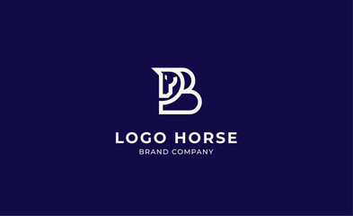 Logo horse with letter B in Bold Line concept. Minimalist, Simplicity and modern logo template vector head horse ,bold and strong company brand.