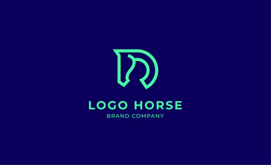 Logo horse with letter D in Bold Line concept. Minimalist, Simplicity and modern logo template vector head horse ,bold and strong company brand.