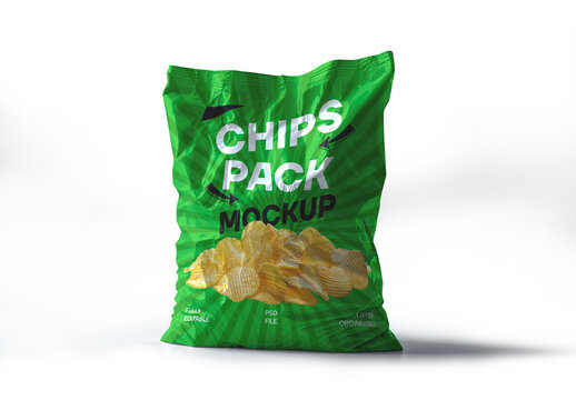 Crispy Potato Chips Pack Mockup Template