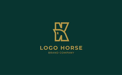 Logo horse with letter K in Bold Line concept. Minimalist, Simplicity and modern logo template vector head horse ,bold and strong company brand.