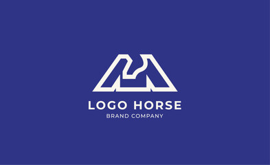 Logo horse with letter M in Bold Line concept. Minimalist, Simplicity and modern logo template vector head horse ,bold and strong company brand.
