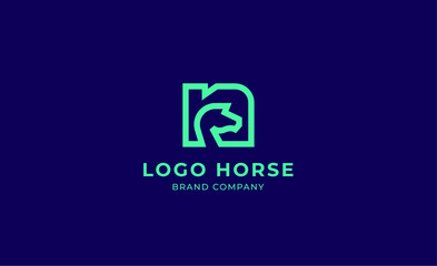 Logo horse with letter N in Bold Line concept. Minimalist, Simplicity and modern logo template vector head horse ,bold and strong company brand.