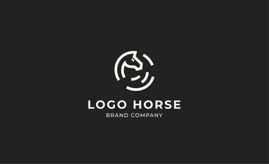 Logo horse with letter O in Bold Line concept. Minimalist, Simplicity and modern logo template vector head horse ,bold and strong company brand.