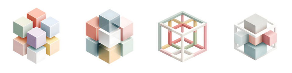 Fototapeta premium Abstract 3D Cube Structures - Modern Design Elements