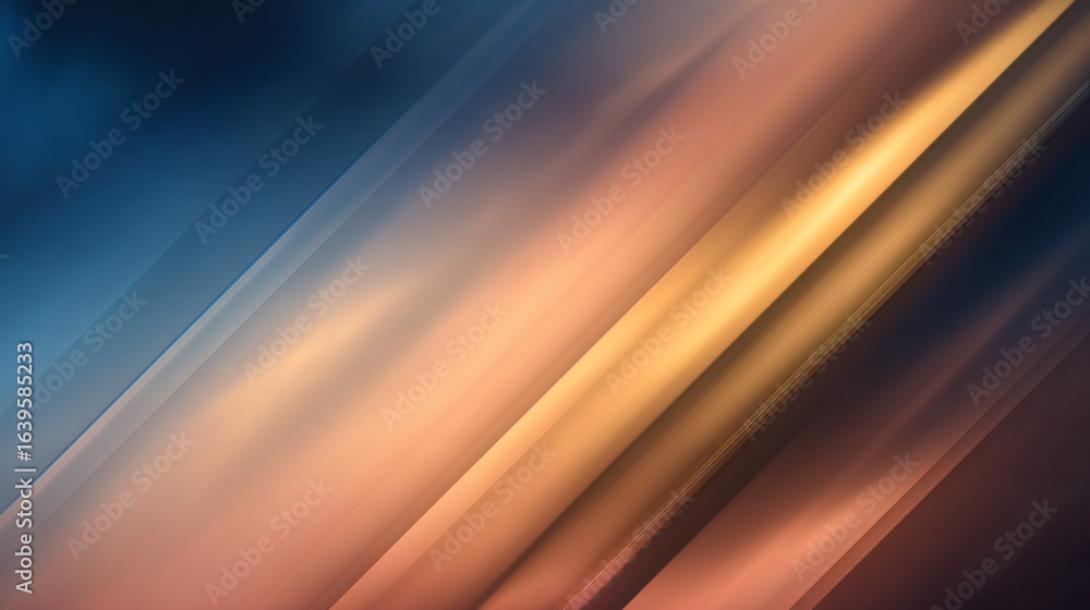 Poster abstract blurred lines in blue, gold, and peach tones create a dynamic effect