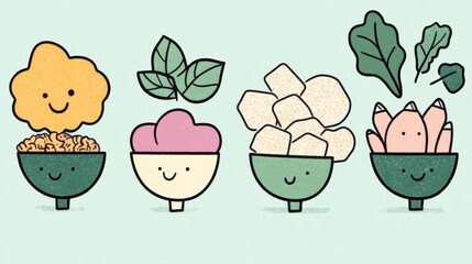 Cheerful Vegetable Illustration with Pastel Colors and Cartoon Style, Generative AI