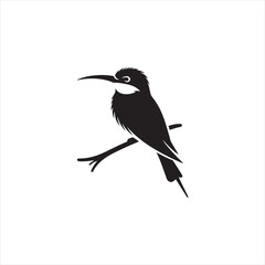 Colorful Bee-Eater Silhouette Vector Art – Sleek Insect-Catching Bird with Long Tail and Curved Beak, Minimal Black Outline Perfect for Tropical Wildlife Graphics, Nature Logos, and Decorative Prints
