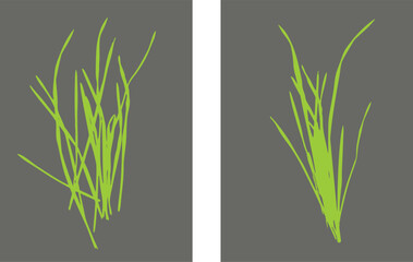 Natural grass imprint, Grunge style, Vector, Isolated, Decorative elements for design