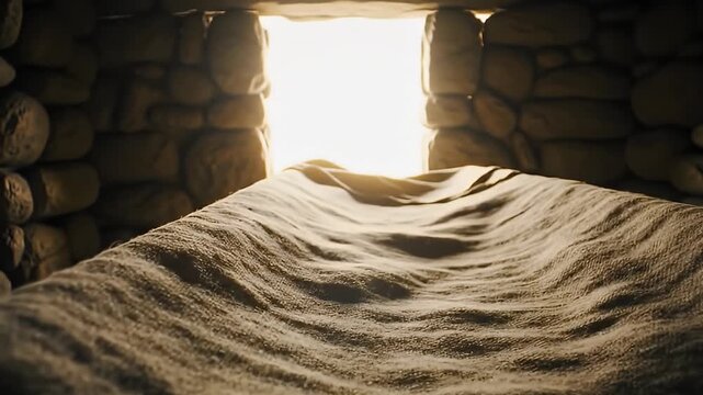 empty tomb sunlight resurrection biblical scene