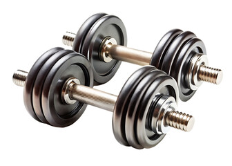 Fototapeta premium pair of gym dumbbells isolated on white background PNG , AI GENERATED