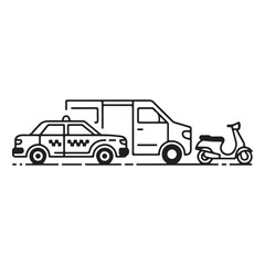 Delivery van taxi and scooter icons