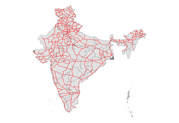 India Transportation Network Map with States | Vector Roads & Highways for Logistics and Planning (SVG)