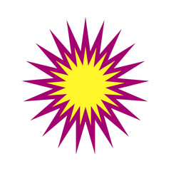 Abstract starburst with yellow center and purple rays