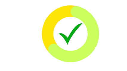 Green checkmark inside a segmented circle with yellow and light green sections