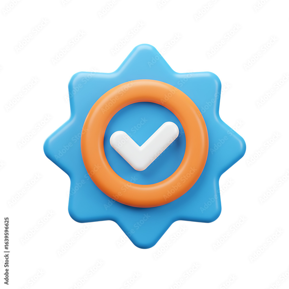 Poster 3d icon of a 3d rendering of a check mark icon, symbolizing approval, success, and quality assurance