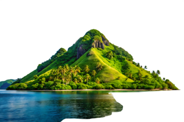  panorama island hill mountain isolated on white background PNG , AI GENERATED 