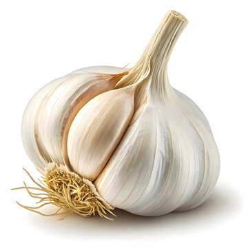 Music Garlic Hardy Porcelain Garlic Bulb with Smooth White Skin and Subtle Rose Blush on Clean White Background &ndash; Premium Organic Heirloom for Flavorful Cooking and Healthy Cuisine