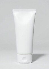 Minimalist blank cosmetic tube on neutral background, clean skincare packaging mockup