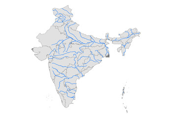Physical Vector Map of India with Major Rivers & States | Topographic Asset for Education & Environmental Reports (SVG)
