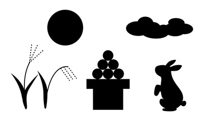 お月見のシルエットのイラスト