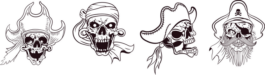 Fototapeta premium Skull icons and vector bundle set.