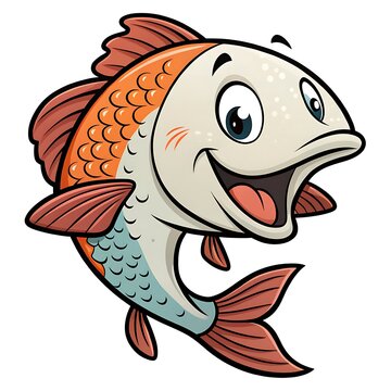 A funny cartoon fish vector illustration with a cute fin swimming in the ocean