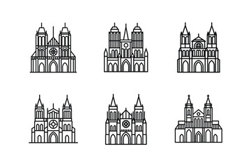 Fototapeta premium notre dame cathedral line art vector illustration
