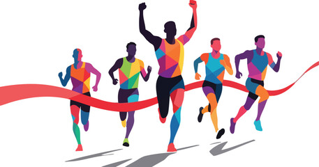 vector illustration of people running marathon