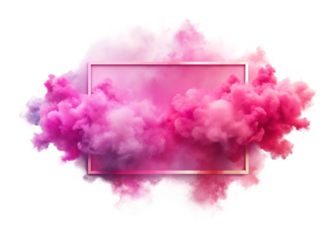  panoramic view of the abstract pink fog with frame isolated on white background PNG , AI GENERATED 