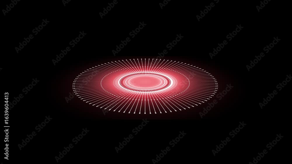 Poster mechanical neon technology and black background for red color concept. illustrating advanced technol