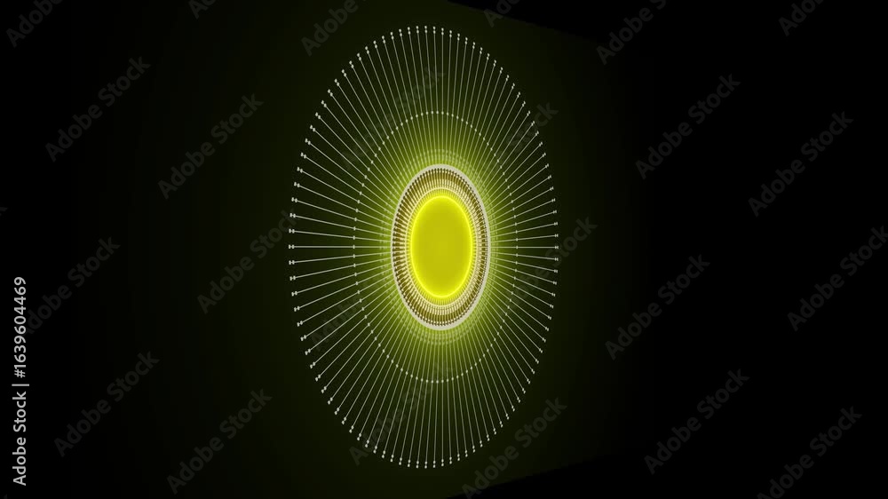 Poster mechanical neon technology and black background for yellow color concept. illustrating advanced tech