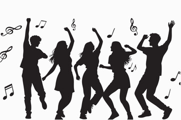 silhouettes of dancing people