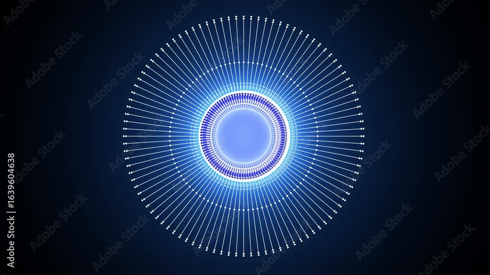Poster mechanical neon technology and black background for blue color concept. illustrating advanced techno