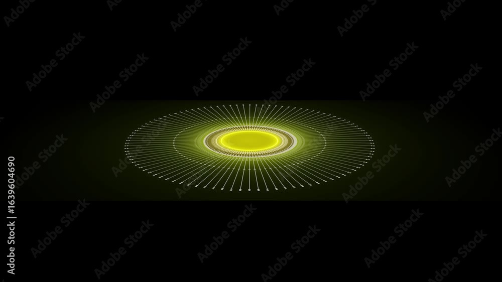 Poster mechanical neon technology and black background for yellow color concept. illustrating advanced tech