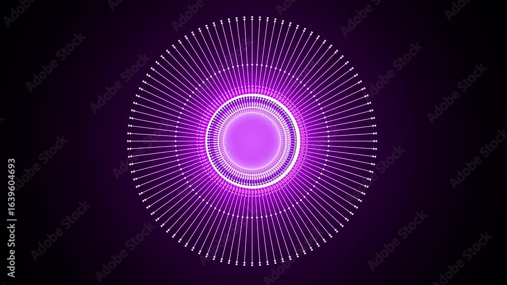 Poster mechanical neon technology and black background for magenta color concept. illustrating advanced tec