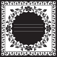 black and white frame with floral ornament