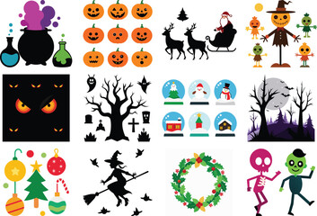 Colorful Cat Illustration with Geometric Shapes and Modern Design Elements