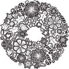 christmas, christmas tree, pattern, flower, vector, floral, design, seamless, vintage, illustration, ornament, decoration, art, wallpaper, nature, decor, texture, element, flowers, mandala, leaf, retr