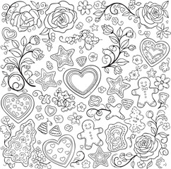 christmas, christmas tree, pattern, flower, vector, floral, design, seamless, vintage, illustration, ornament, decoration, art, wallpaper, nature, decor, texture, element, flowers, mandala, leaf, retr