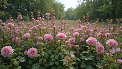 Petit plan sur des tiges de bl&eacute; recouvertes de ros&eacute;e dans un champ