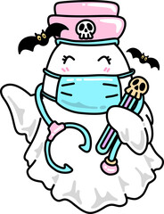 Halloween Groovy Ghost Nurse With Medical Equipment
