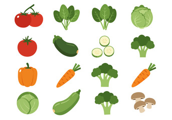 Vegetable arrangement tomatoes spinach zucchini cucumber broccoli carrot cabbage bell pepper and mushrooms