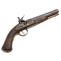 Antique Flintlock Pistol: Detailed View of a 18th-Century Handgun